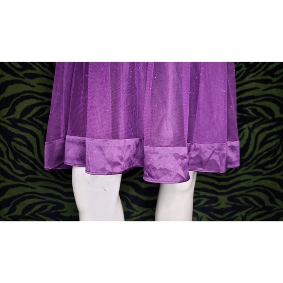 Purple glitter formal mini dress w/ sash - Picture 6 of 9